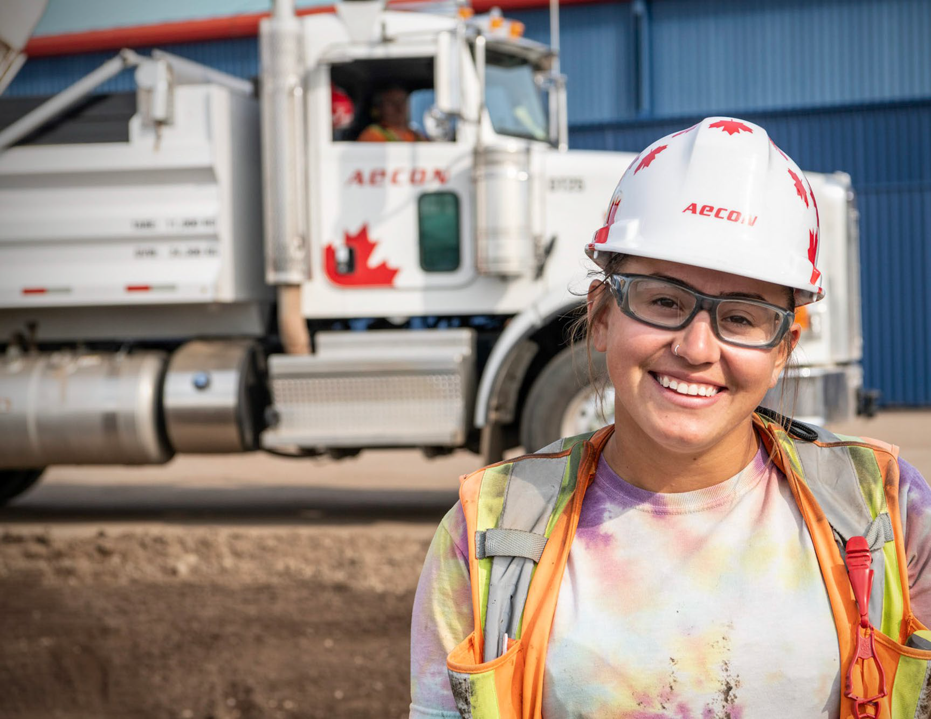 Woman smiling in hardhat