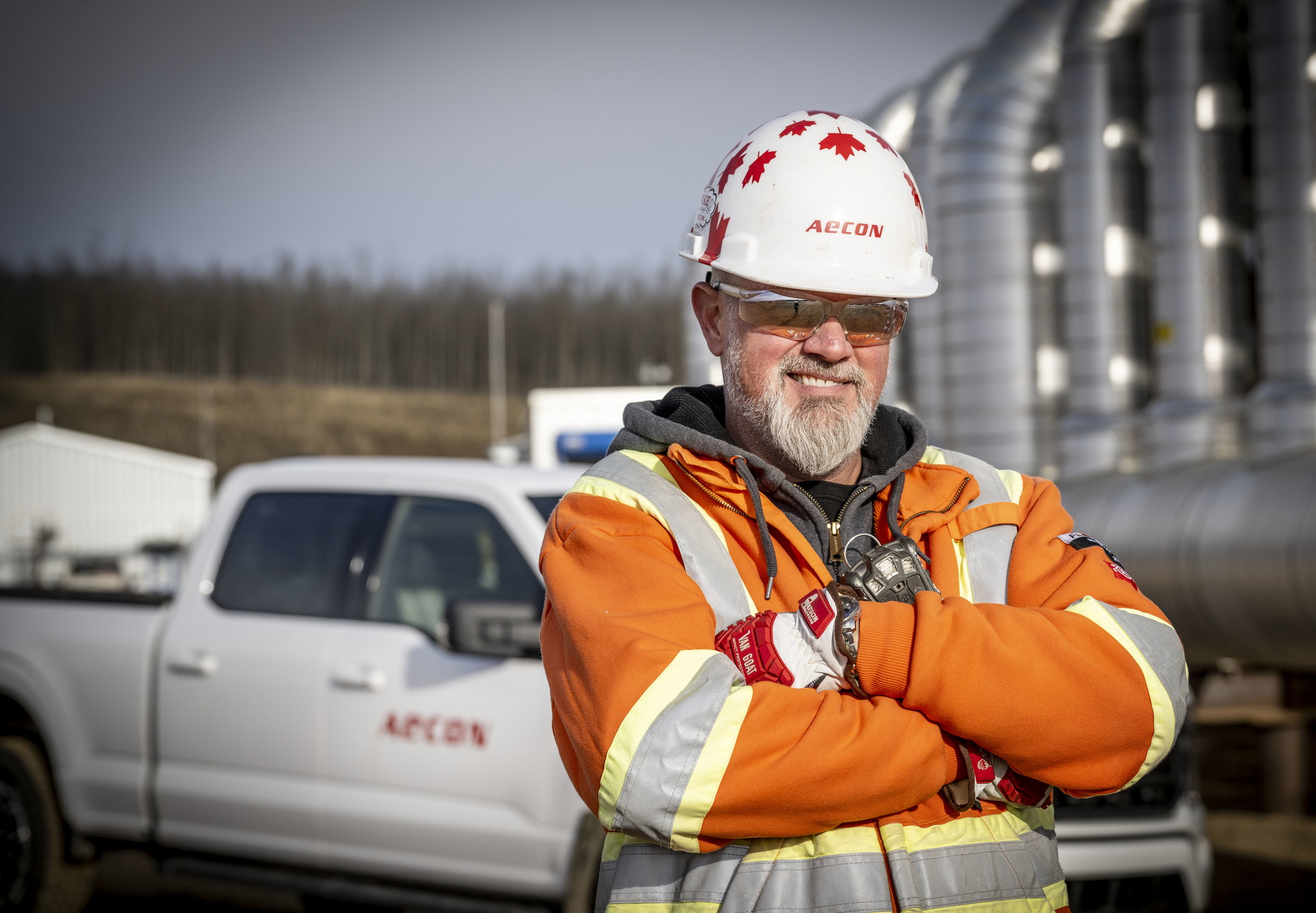 Woman on site wearing safety gear