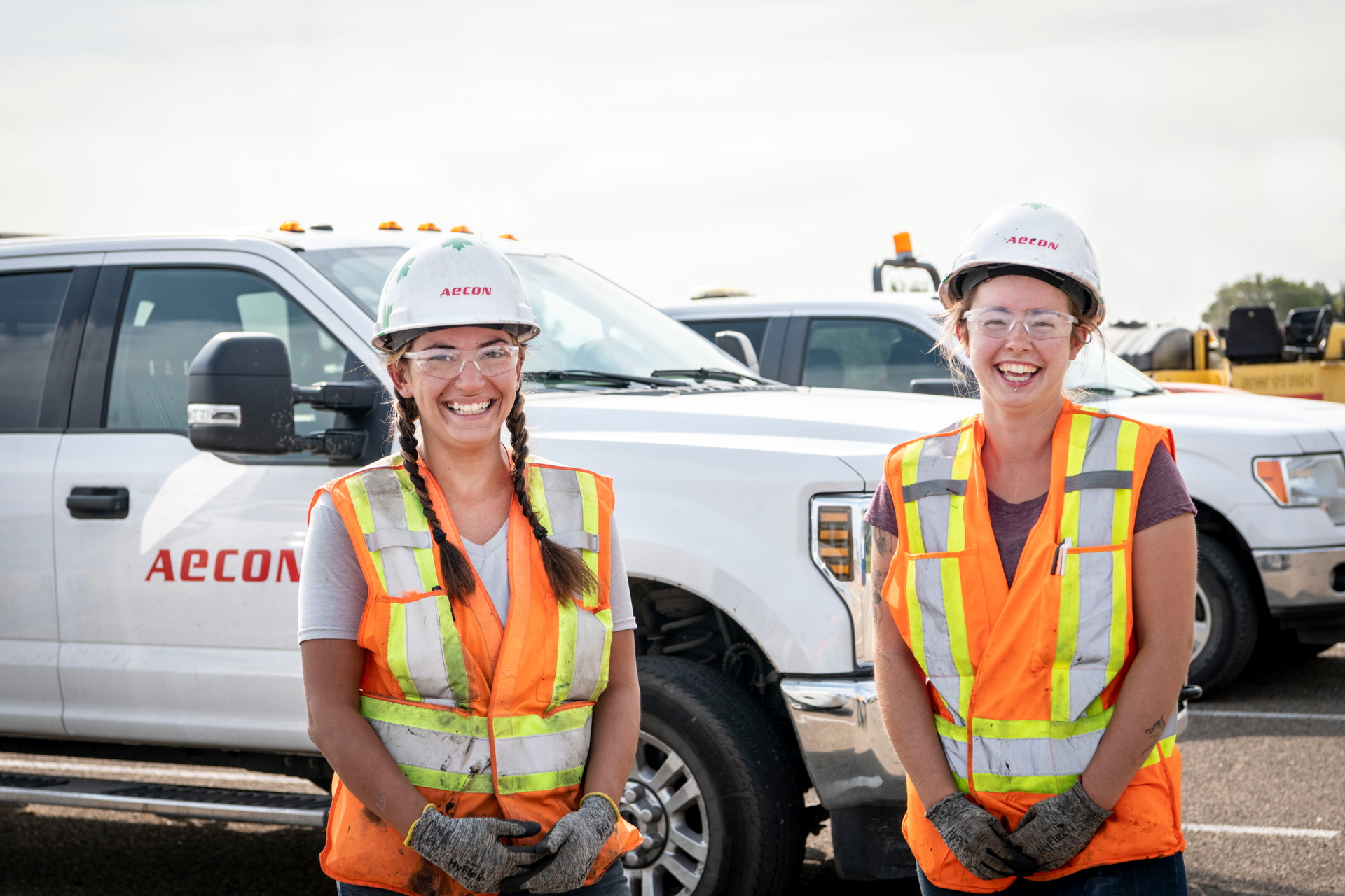 Two Aecon student workers smiling