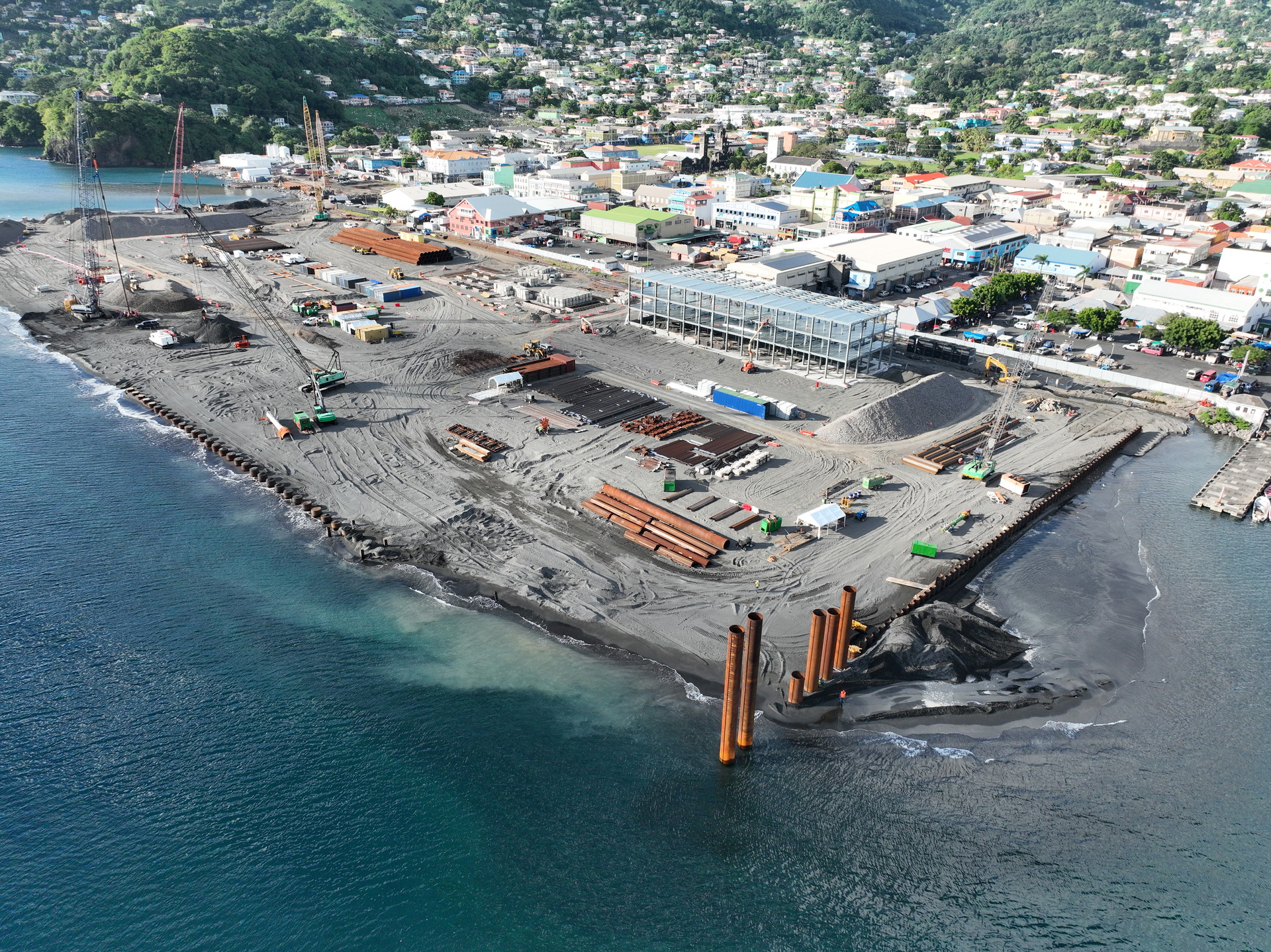 Birds eye view of a construction site in Barbados
