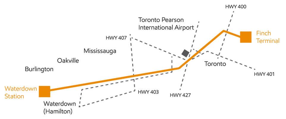 Map of Waterdown to Finch Project location